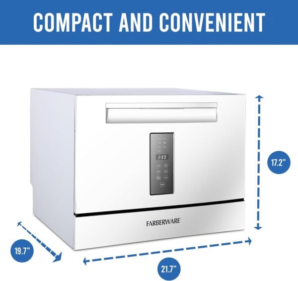 71CEciLCEbL._AC_SL1500_ Farberware Compact Countertop Dishwasher FCD06SDWHT review for apartments and small spaces