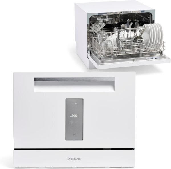 71ysTYx-rjL._AC_SL1500_ Farberware Compact Countertop Dishwasher FCD06SDWHT review for apartments and small spaces