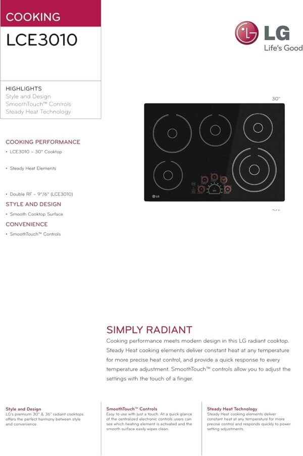 LG 30-inch Electric Cooktop LCE3010SB Review Modern Design Meets Precise Cooking Performance